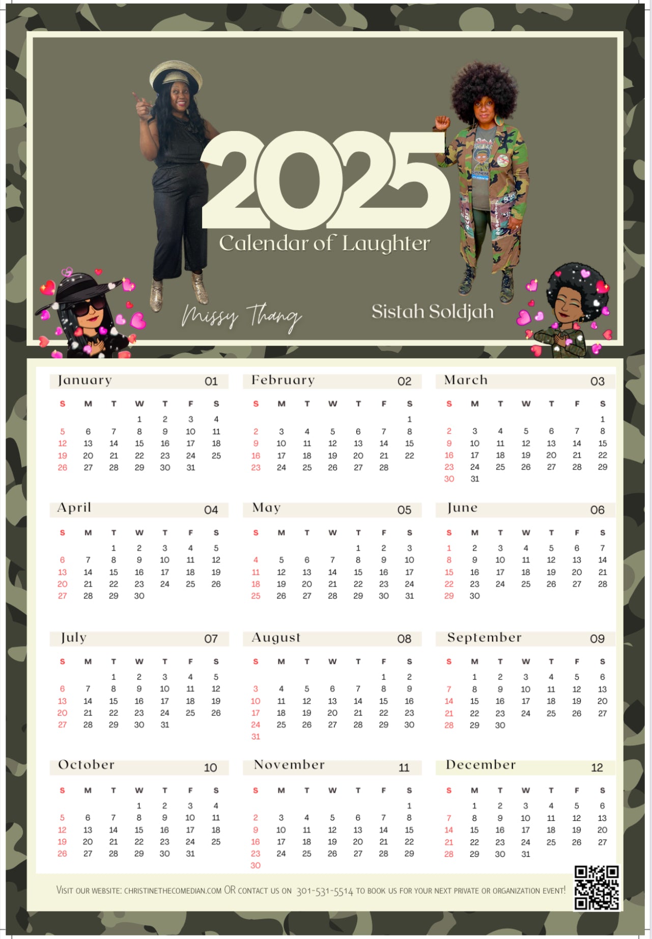 Sistah & Missy “2025 Calendar of Laughter" (Wall Poster)